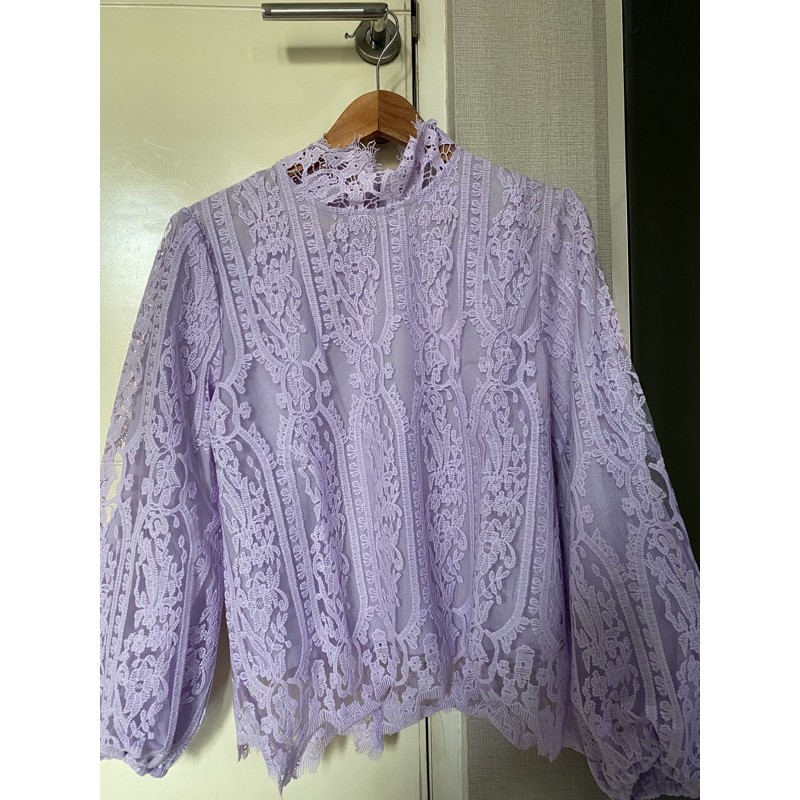 Sale.... atasan blouse Brokat warna Lilac premium quality
