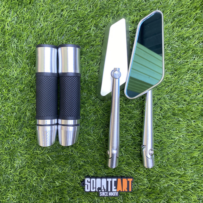 Paket Handgrip Rep Rizoma + Spion Circuit Chrome Universal Vespa Matic