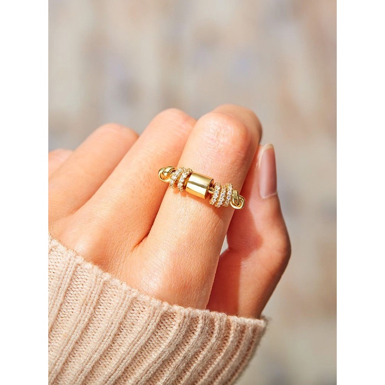 Cincin Fidget Spinner Kristal Zircon Warna-Warni Anti Stress Untuk Pria / Wanita