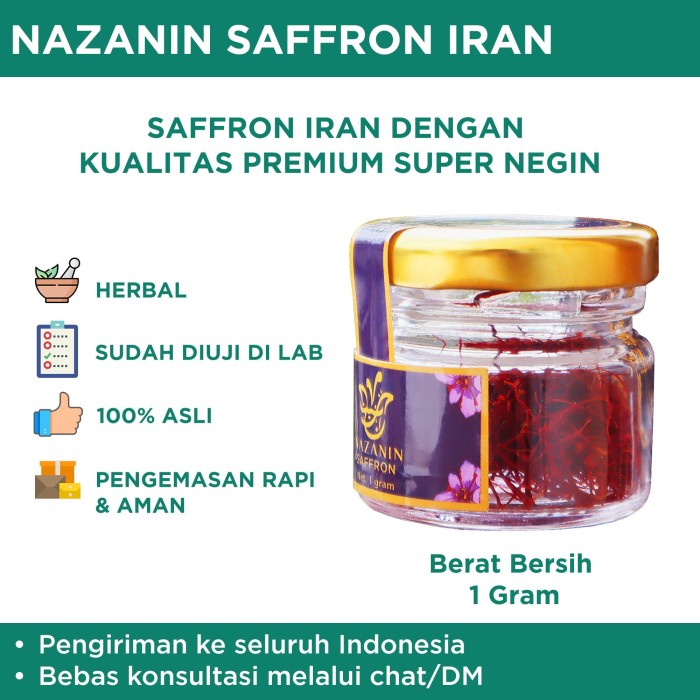 

Nazanin Saffron Iran 1 gr gram Premium Super Negin