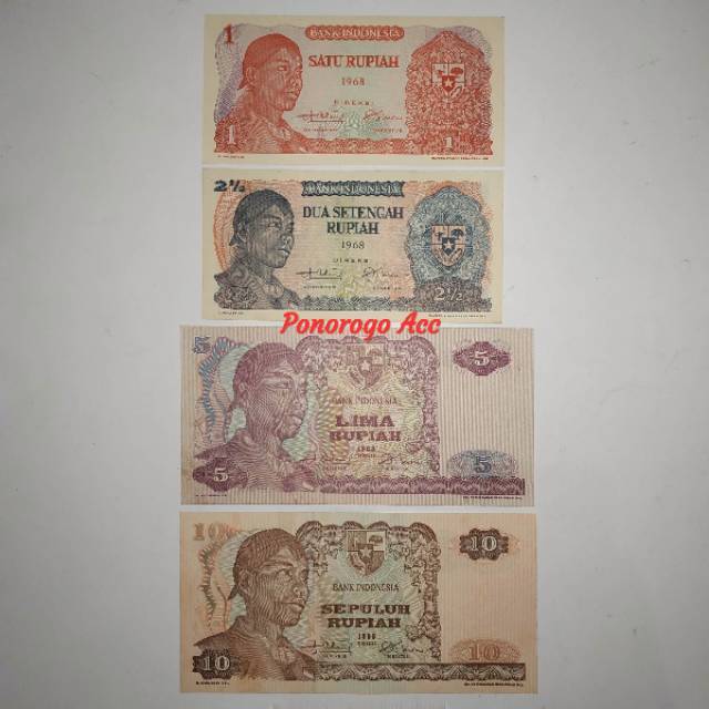 (GRESS) Paket uang kuno set mini jendral sudirman 1 rupiah 2 setengah rupiah 5 rupiah 10 sudirman