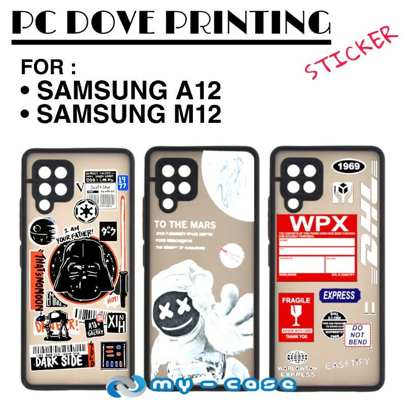 Case Samsung A12 M12 PC Dove Button Korean Case Printing Sticker