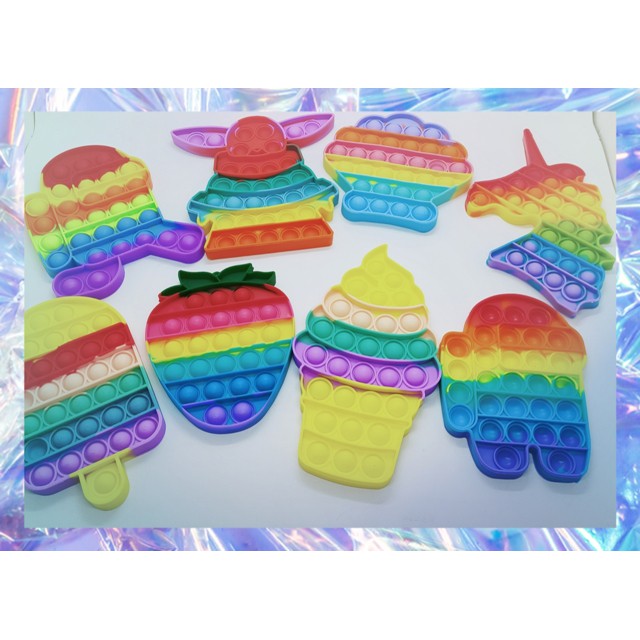 pop it fidget toys dino rainbow- push pop bubble pop it rainbow dinosaurus import