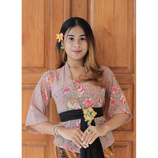 kebaya bali sifon print bunga lengan lonceng  Shopee Indonesia