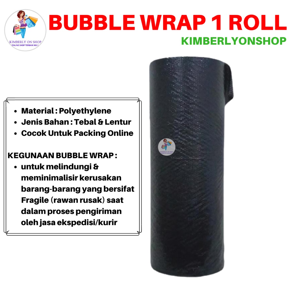 Bubble Wrap Roll Hitam dan Bening 125cm x 50m Packing