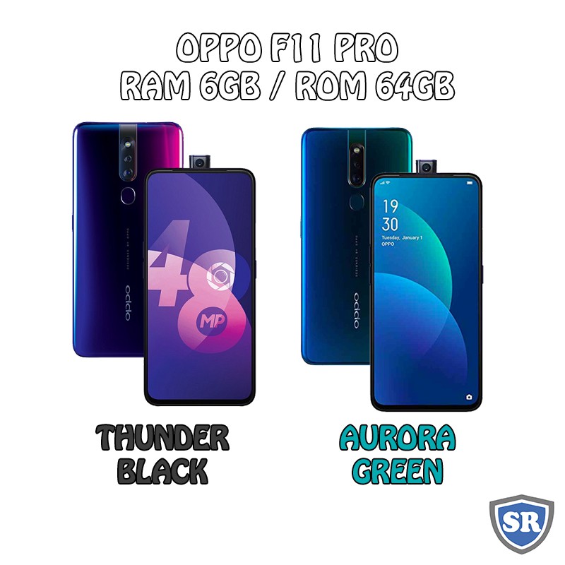 Oppo F11 Pro 6gb 64gb 6 64 Thunder Black Aurora Green Baru Bnib Resmi Shopee Indonesia