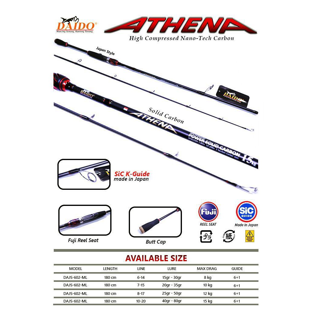 Joran Power Solid Carbon Daido ATHENA I 180 Cm | S   hopee Indonesia