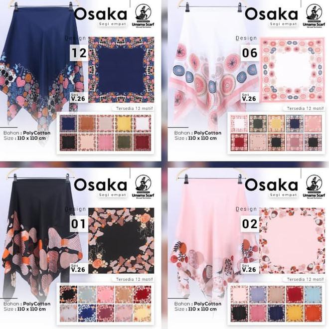 Jilbab Osaka Motif Umama Hijab Segi Empat Printed / Umama Osaka Motif - Random Acak Item Terbaru