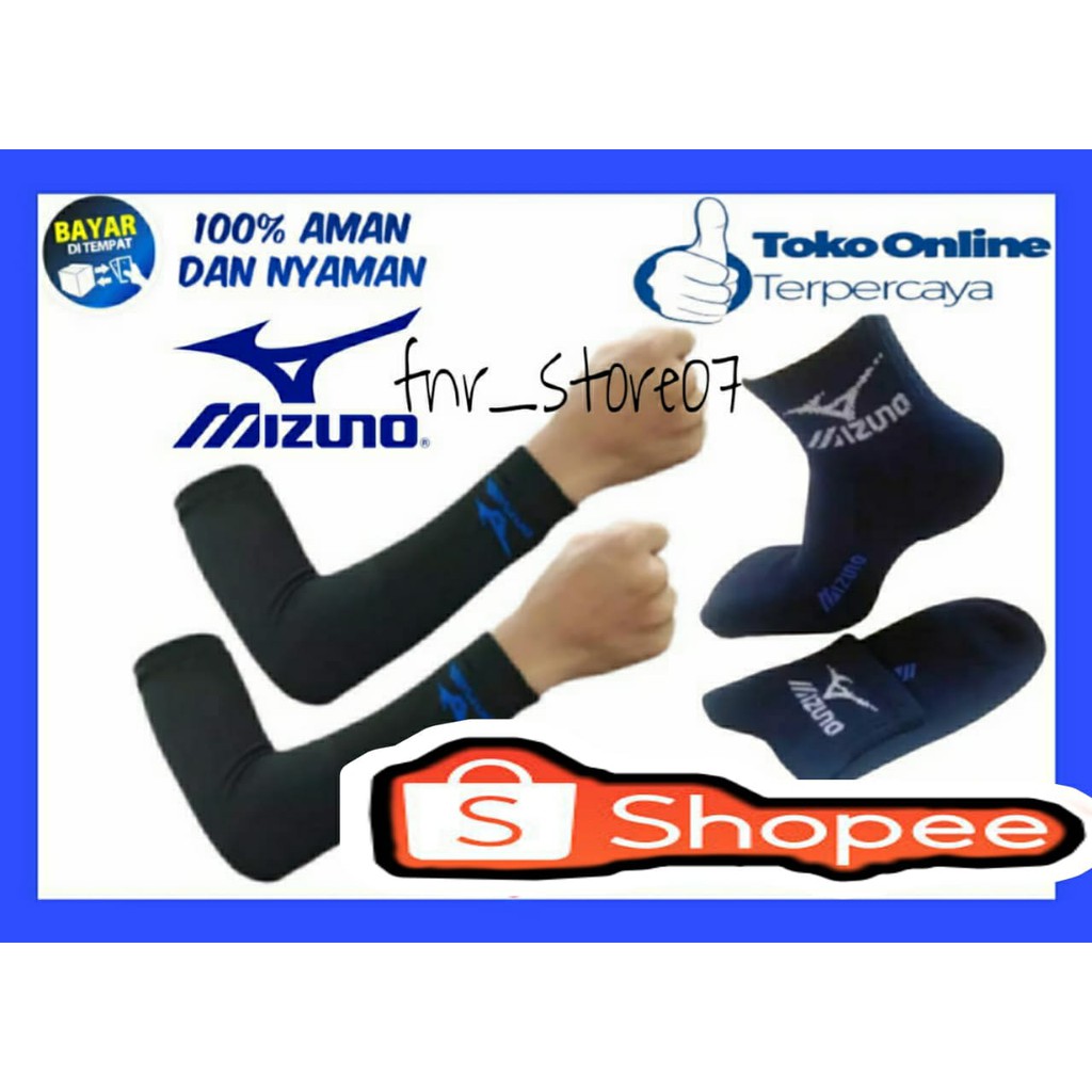 1 set perlengkapan olahraga kaos kaki,Kaos Kaki Pendek dan manset tangan manset lengan Mizuno Sport