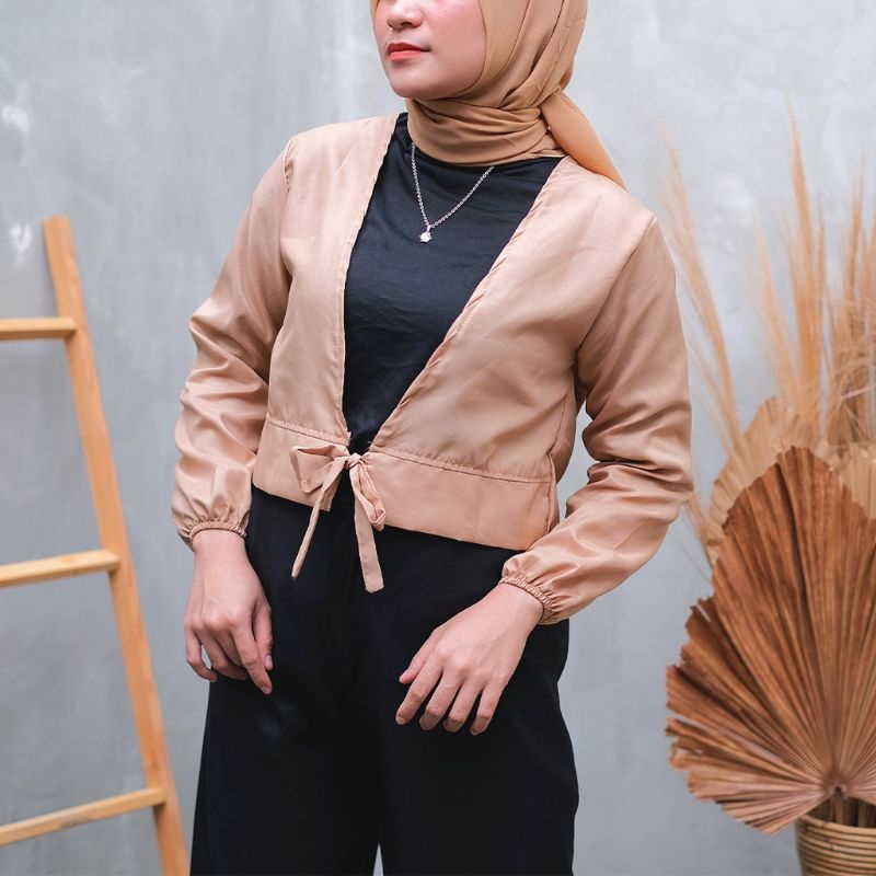Cardigan lana cardi outer wanita crop/atasan perempuan lengan panjang