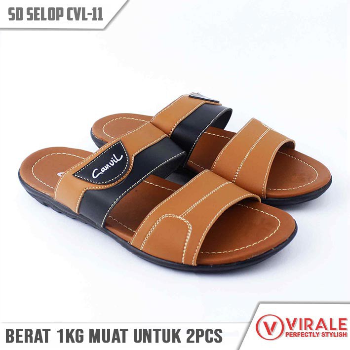 Sandal Selop Pria Virale - Sandal Casual - Sandal Slop Pria CVL-11 Tan