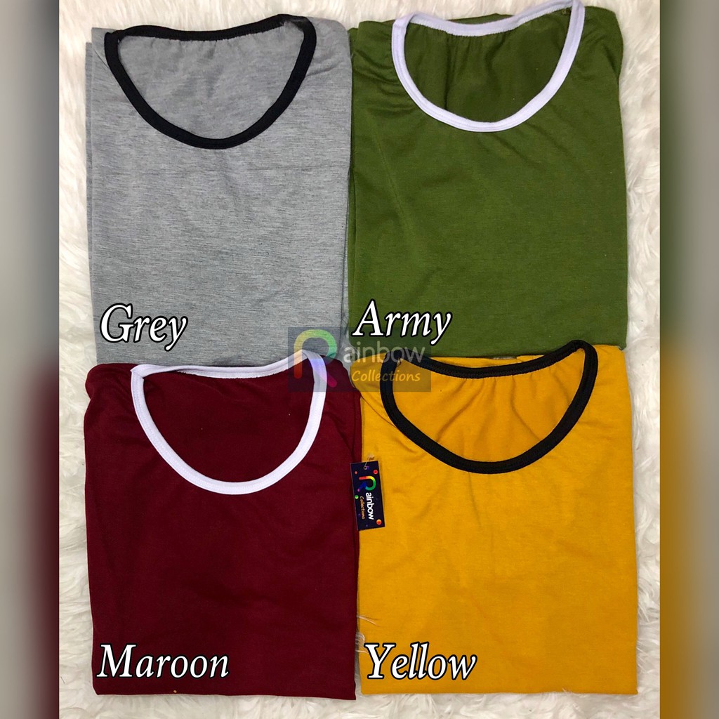 RAINBOW - KAOS RINGER TEE POLOS UKURAN BESAR FIT L / XL