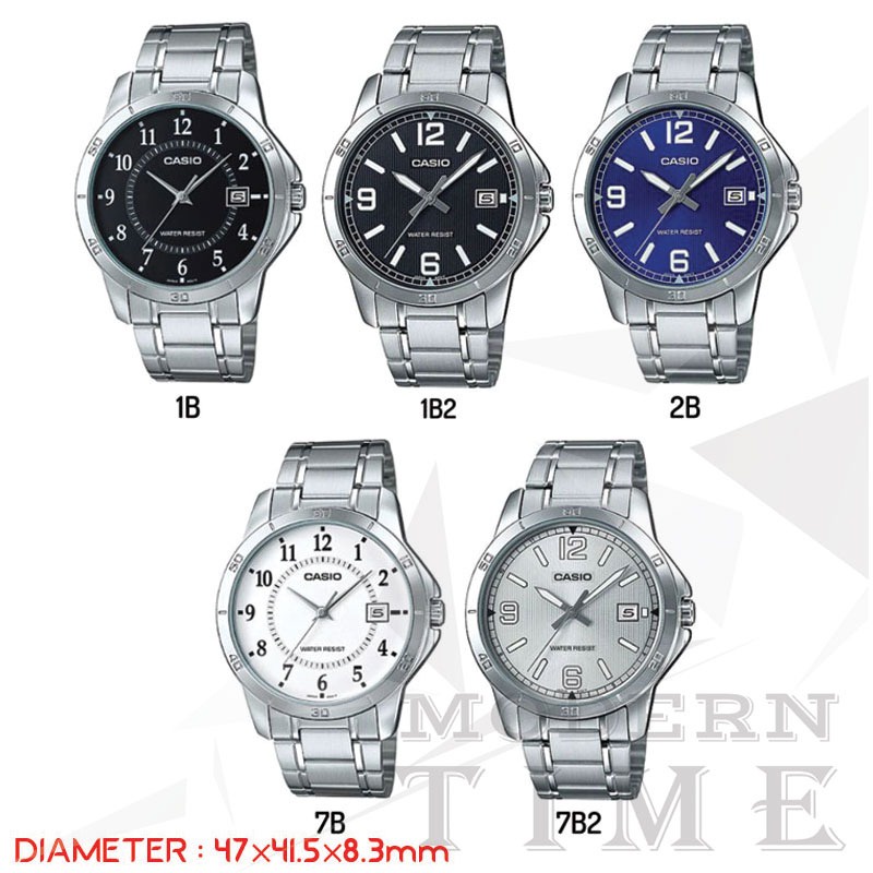 Casio Original Stainless MTP-V004D Series  Jam Tangan Pria - Stainless - Silver