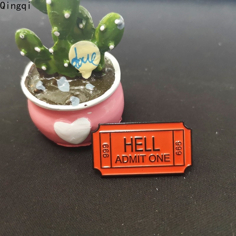 Bros Pin Enamel Desain Tiket Hell Admit One 666 Gaya Gotik