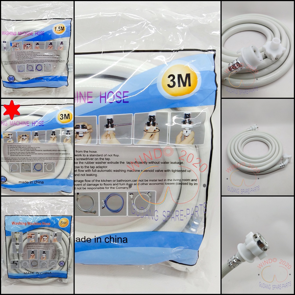 SELANG INLET MESIN CUCI 1 TABUNG 3 METER / SLANG MASUK AIR / WATER INLET HOSE 3M MULTI UNIVERSAL