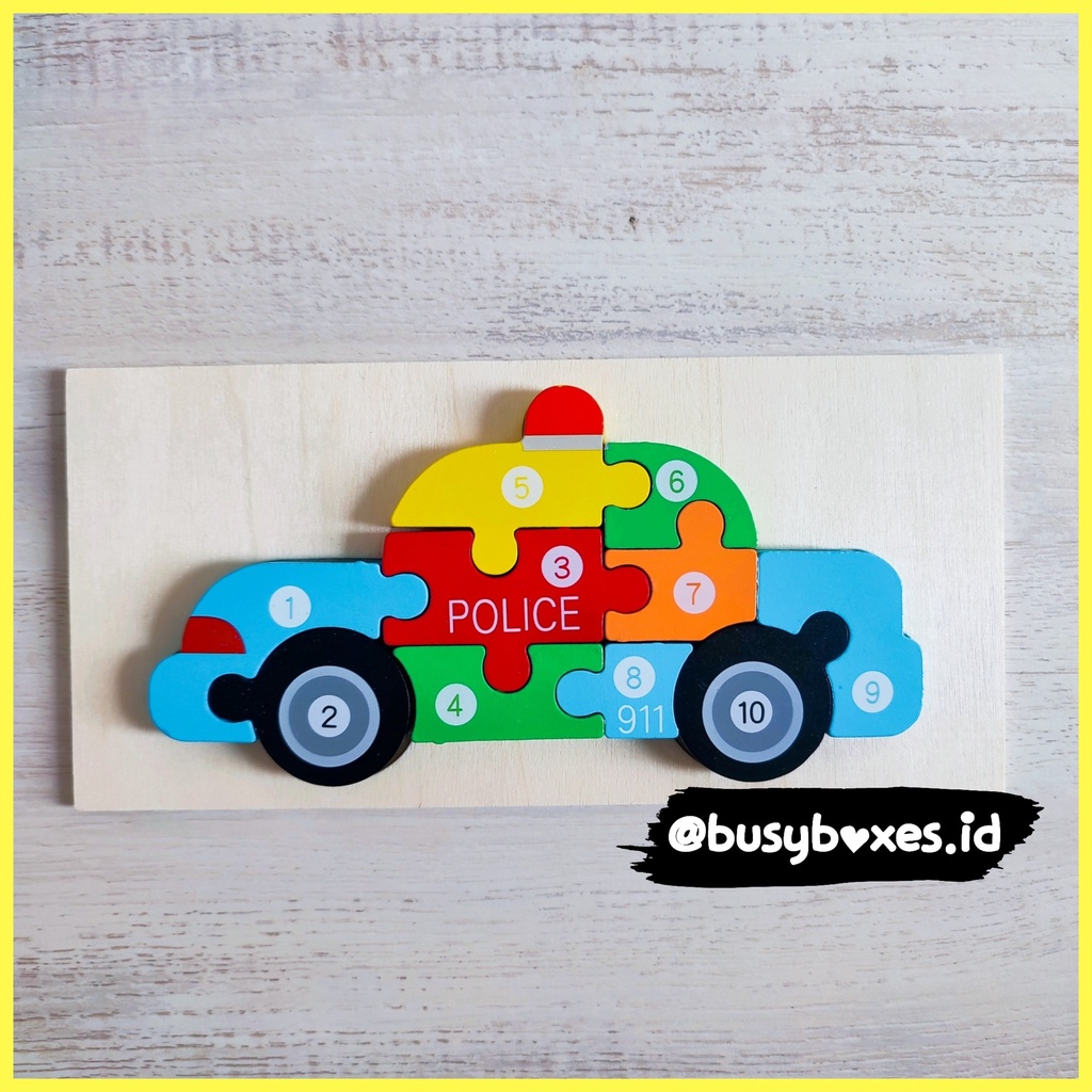 [busyboxes.id] Mainan Edukasi Puzzle 3D mobil polisi mainan kayu