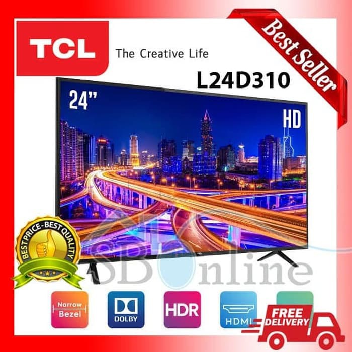 TV LED SLim TCL 24 Inch L24D310 - HDMI, USB Movie Ready