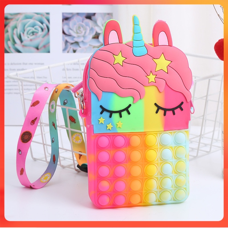 Terdekat Tas Pop it Unicorn Rainbow Jumbo Pop it BTS Tas Selempang Anak Wanita Berkualitas miniso im
