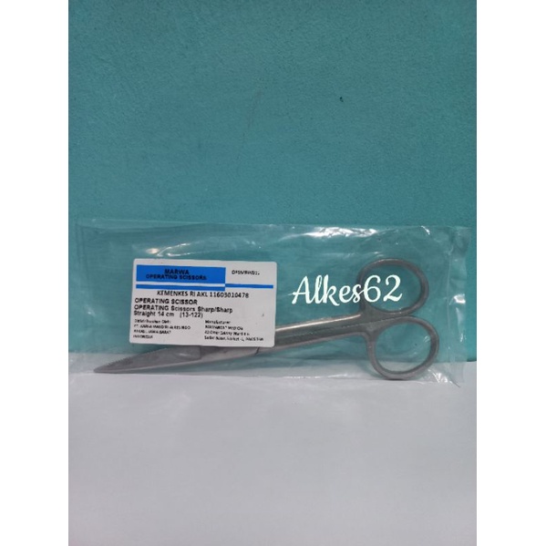 Operating scissor sharp / sharp straight 14 cm / gunting operasi 14 cm