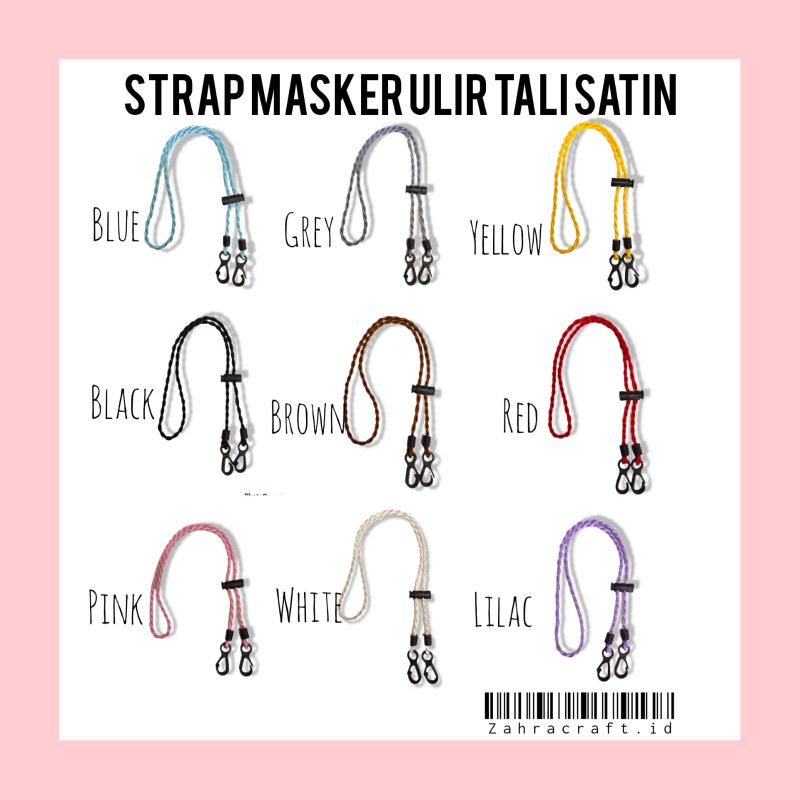 Strap masker 2in1 tali satin ulir/konektor masker/tali masker/Gantungan masker/kalung masker/strap m
