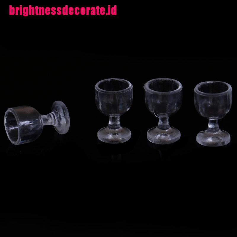 Brightid 4pcs Miniatur Gelas Goblet Wine Aksesoris Dapur Rumah Boneka 1: 12