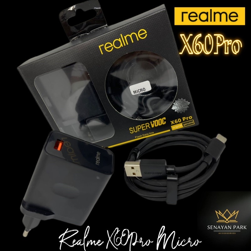 SEN - Charger REALME 30W X60PRO BLACK USB Type-C / Micro USB Super VOOC Fast Charging