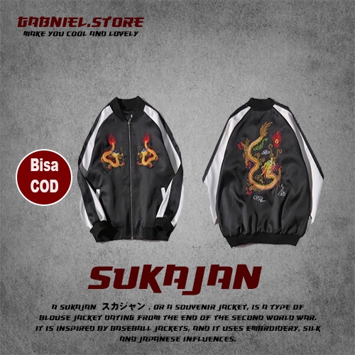 Jaket Pria Sukajan Original Motif Dragon Jacket Model Bomber Jepang Gambar Naga | Atasan Pria Distro