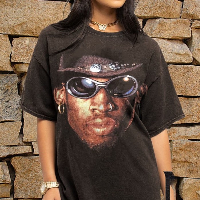 Dennis Rodman "RODZILLA” Rap Tee Vintage Wash, Kaos Vintage Wash Dennis Rodman OVERSIZE