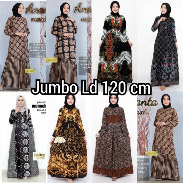  Gamis  Batik  Jumbo Ld 120 cm Bumil Shopee  Indonesia