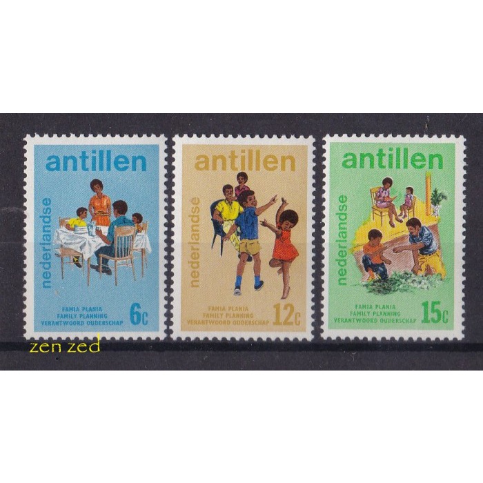 

0082 Perangko Antilen Belanda 1974 World Population Year 3v Mnh