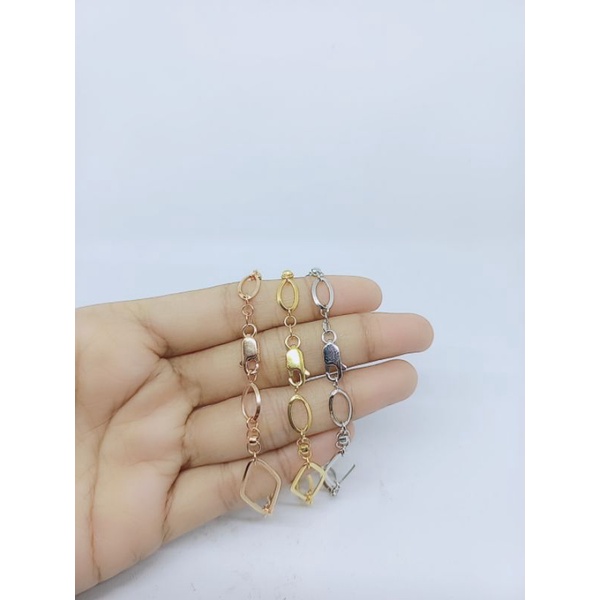 gelang rantai vensy wajik variasi/ gelang perak asli silver 925 lapis emas/ gelang fashion wanita