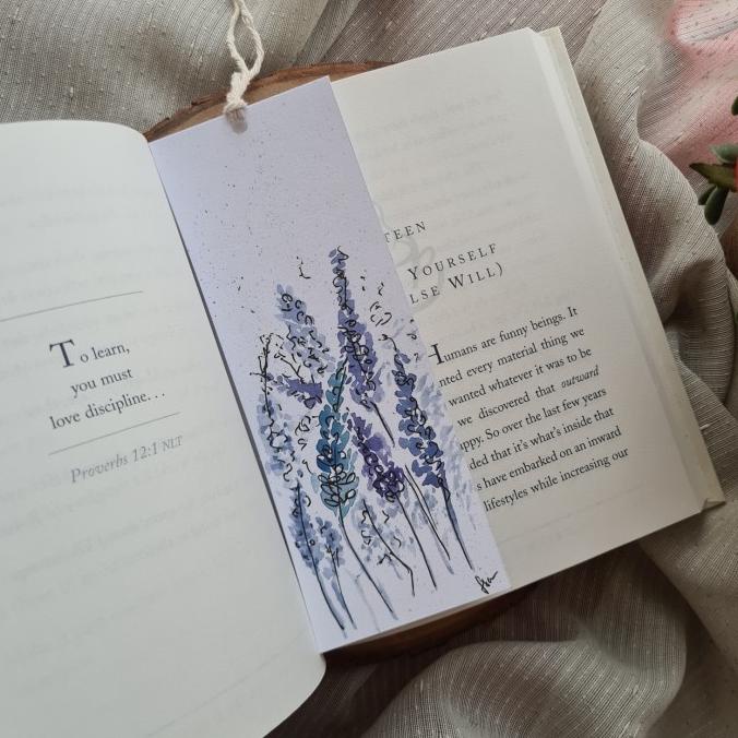 

Pembatas selipan buku watercolor painting handmade