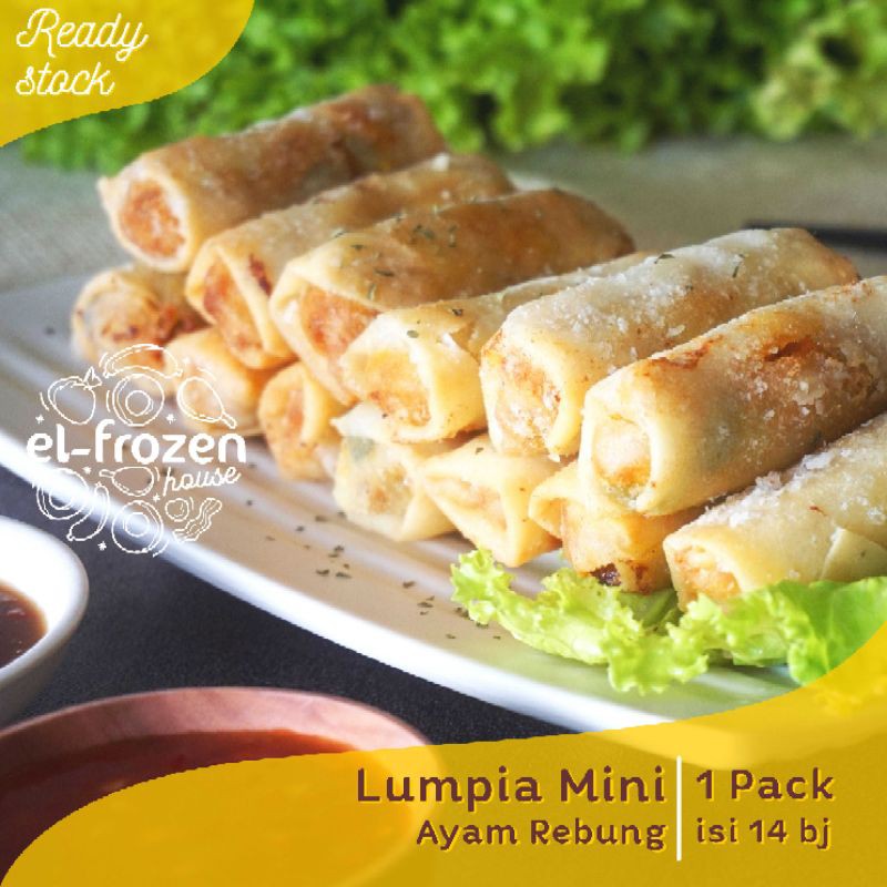 

Lumpia Mini Ayam Rebung Frozen Food Free Sambal Bangkok + Sambal Tauco Makanan Beku Kekinian