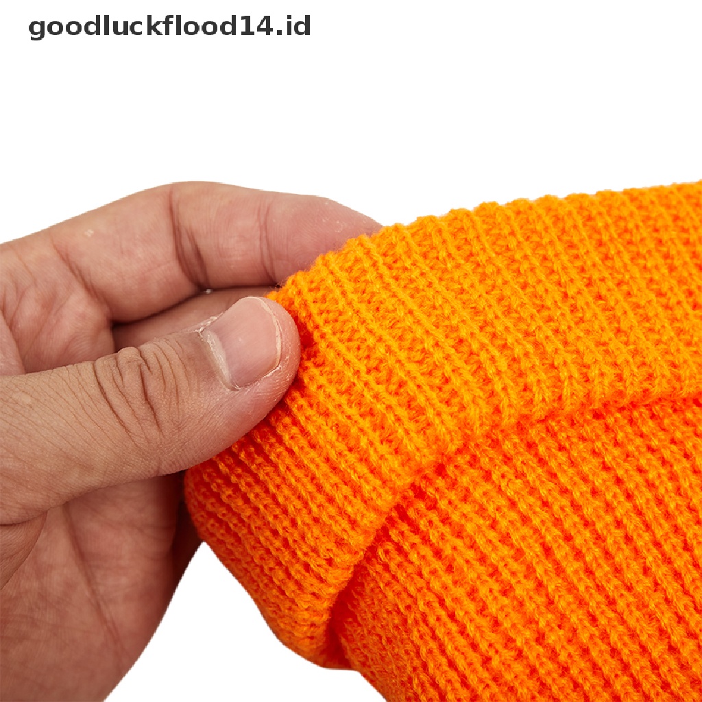 [OOID] Knitted Hats Women Black Beanie Thick Hat Winter Hats Beanies  Skullcap ID