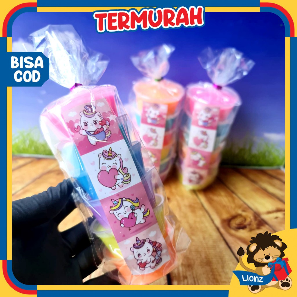 Paket slime tofu isi 6 Free stiker Unicon by lionz.idn wangi, bisa molor, tidak lengket dan clicky