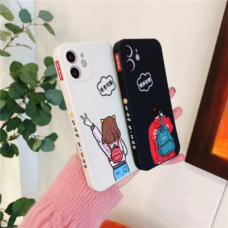 Tekstur Yang Indah Lembut Silicone Ponsel Case untuk iPhone 11 12 Pro Max 7 8 Plus X Xs Xr Xsmax 7 Plus 8 Plus ki8ud