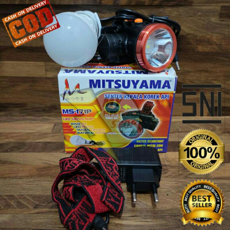Senter kepala LED 20W+KOREK HEADLAMP 20WATT MITSUYAMA MS-171P