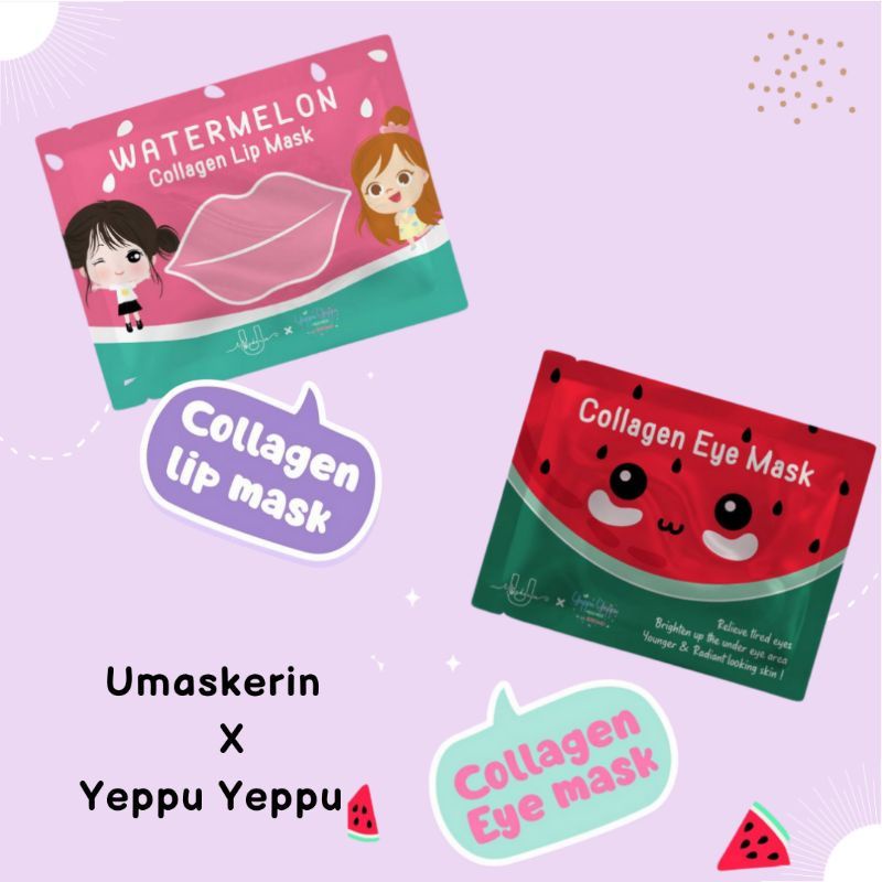 READY - BPOM Collagen Eye Mask / Lip Mask Kiyowo Umaskerin x Yeppu Yeppu by Kiyowo MASKER BIBIR COLLAGEN WATERMELON