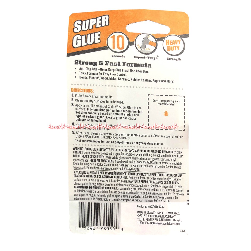 Gorilla Super Glue 10second 15gr Lem Kuat Untuk Plastik Kayu Gorila Lem Cair Glu Botol