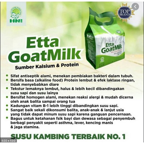 

SUSU KAMBING EGM / ETTA GOAT MILK / HALALMART HPAI / SUSU UTK BALITA - DEWASA