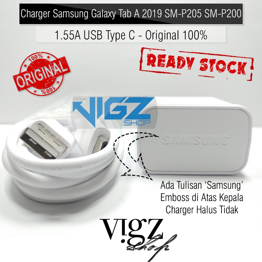 Charger Samsung Galaxy Tab A7 10.4 2020 Tab A 2019 SM-P205 SM-P200 1.55A USB Type C Original 100%