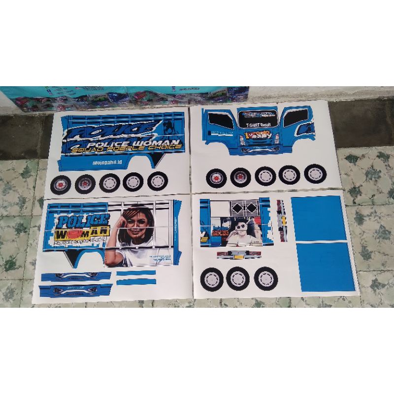 Lembaran Papercraft Truk Police Woman Skala 1:14 Jumbo