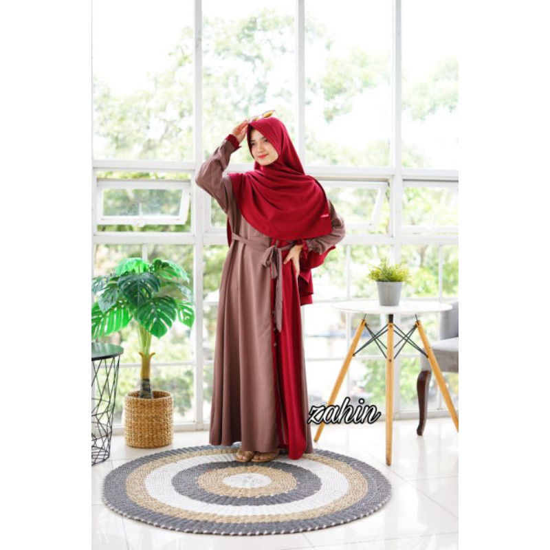 Gamis Set Khimar Nayaka Syar'i By Zahin Itycrape Busui Friendly Saku Kanan Tali Pinggang All Size Fi