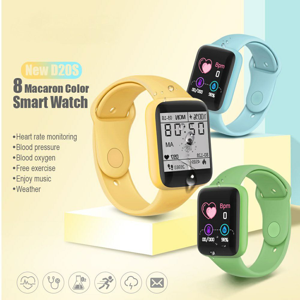 Smartwatch Y68 Macaron / Jam Tangan Smart Watc D20S Candy Digital Olahraga Pria Wanita Bluetooth For Android IOS