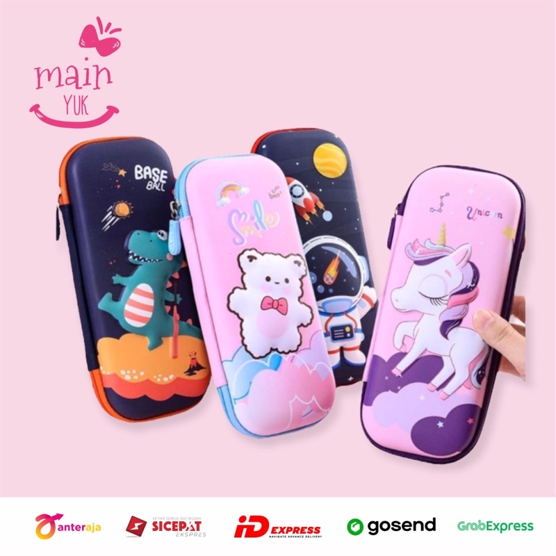 

Mainyuk - Tempat Pensil Kotak pensil 3D Timbul Hardcase Pencil Case Box Hardtop Motif Cewek Cowok Murah