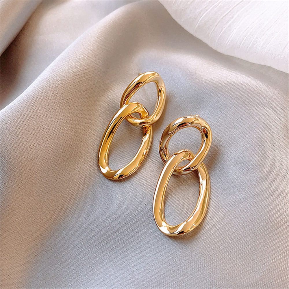 Anting Oval Geometris Aksesoris Fashion Wanita