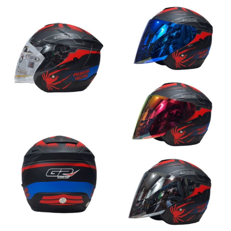 Helm G2 Optimax Motif Predator Insting Hitam Doff Paket Ganteng Model INK DYNAMIC