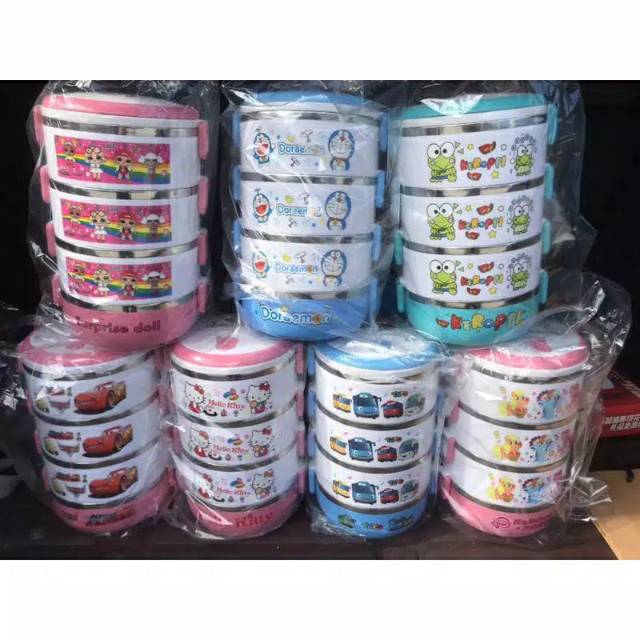 Rantang Karakter 4 Susun Lunch Box Tempat Nasi Sayur Motif Lucu Unik