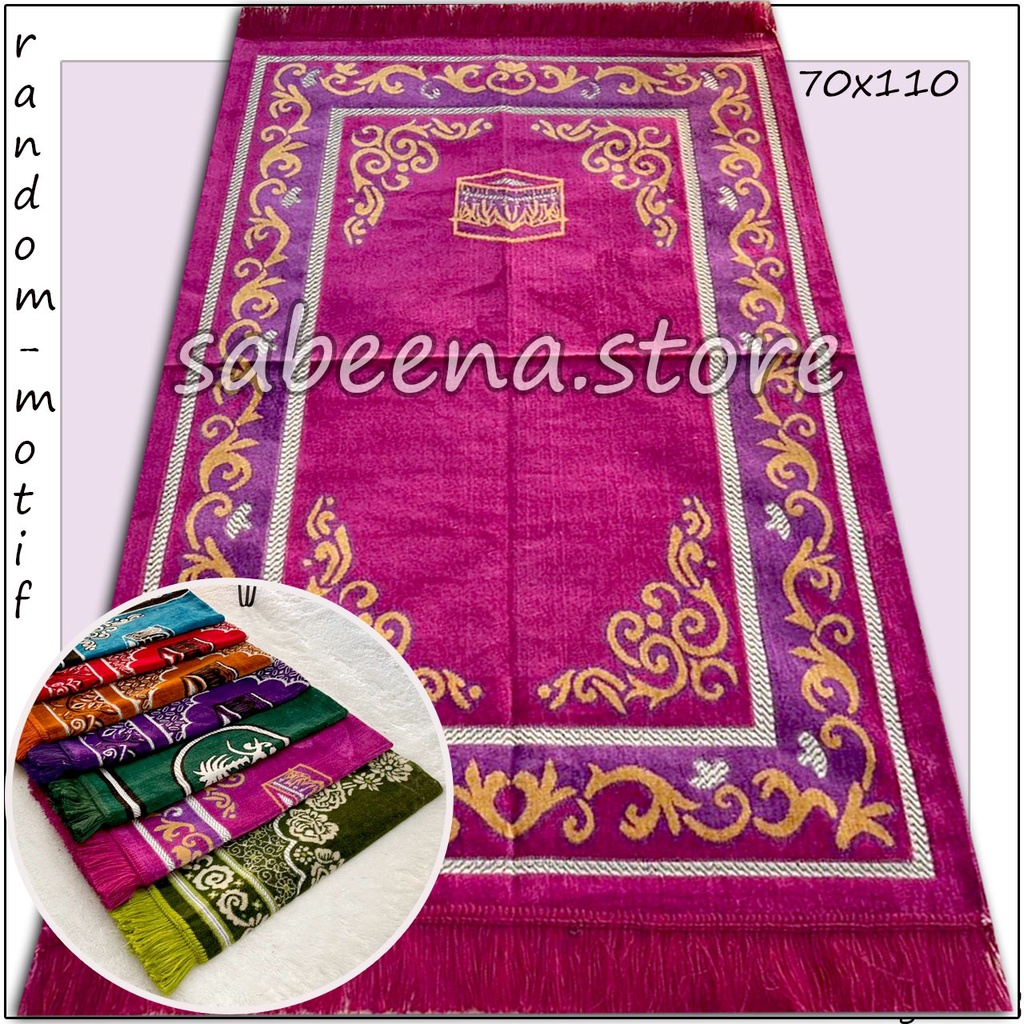 Sajadah Turkey Turki Ukuran Dewasa 70x110 cm Bahan Beludru Peralatan Sholat