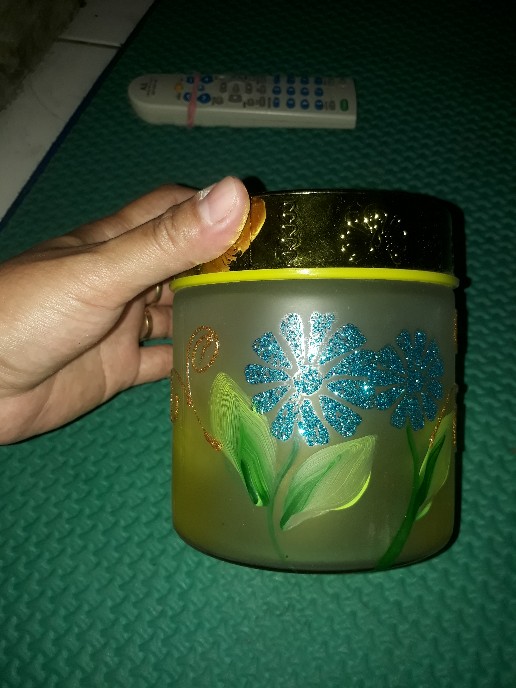 Toples Kaca Rainbow Dove Corak Kembang Pendek/toples Lebaran Lily